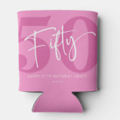 Roze 50e 50e verjaardagsfeestgeschenk blikjeskoeler (Achterkant)