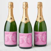Roze 50e 50e verjaardagsfeestgeschenk sparkling wijnetiket (Flessen)