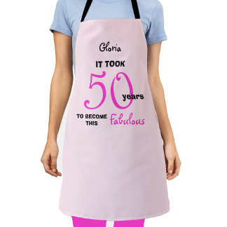 Roze 50ste verjaardag Fabulous met naam Schort
