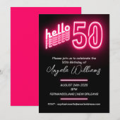 Roze 50ste verjaardag kaart (Voorkant / Achterkant)