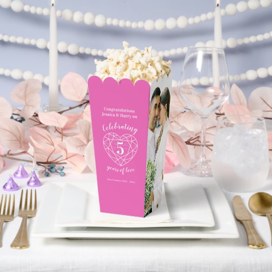 Roze 5e trouwdag Toermalijn twee foto's Bedankdoosjes (Huwelijk)