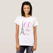 Roze 60 & Sassy Paris Eiffel Tower Frankrijk Birth T-shirt (Voorkant volledig)