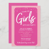 Roze 7e verjaardag uitnodigingen Trendy Girly (Voorkant / Achterkant)