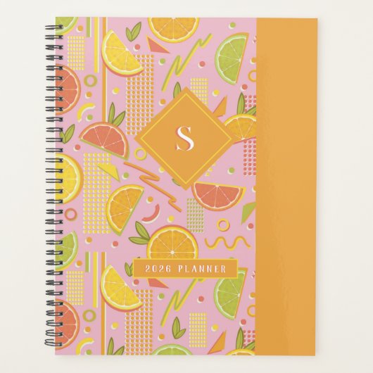 Roze 80’s citrusvruchten plakjes planner (Voorkant)