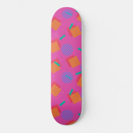 Roze 80s Memphis Design Geometrische vormen Skateboard