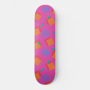 Roze 80s Memphis Design Geometrische vormen Skateboard