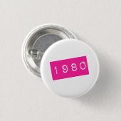 Roze 80s Retro Grafische  geboortedag Ronde Button 3,2 Cm (Voorkant /achterkant)