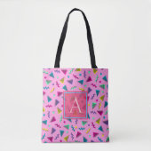 Roze 80s stijlmonogram draagtas (Voorkant)