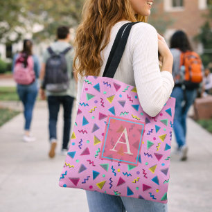Roze 80s stijlmonogram draagtas