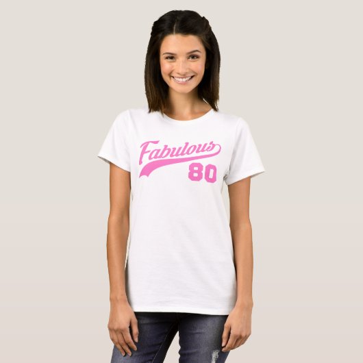 Roze 80ste verjaardag t-shirt (Voorkant volledig)