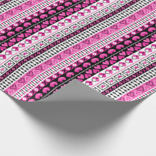 Roze 8 bit Love Hearts Cadeaupapier