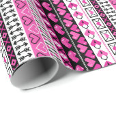 Roze 8 bit Love Hearts Cadeaupapier (Rol Hoek)