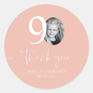 Roze 90ste verjaardag ronde sticker
