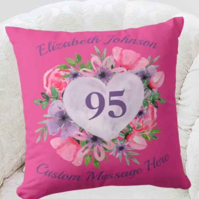 Roze 95th Birthday Pillow voor vrouwen Kussen (Creator heeft geüpload)