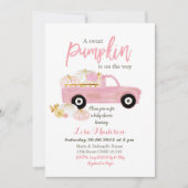 Roze A zoete pompoen is onderweg naar baby shower Kaart (Voorkant)