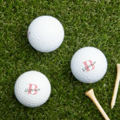 Roze, aangepast Elegant Script Monogram Initiaal Golfballen (Insitu Gras)