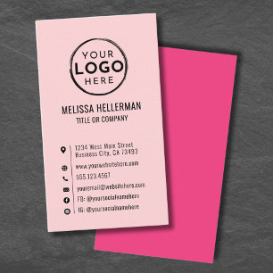 Roze Aangepast Logo Minimaal Modern Verticaal Visitekaartje