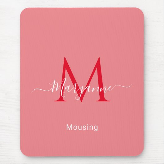 Roze, aangepast Monogram Muismat (Voorkant)