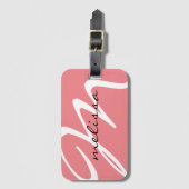 Roze Aangepast Script Initiaal Letter M Bagagelabel (Voorkant (verticaal))