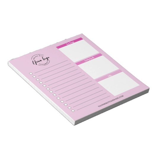 Roze aangepast zakelijk logo website Promotioneel Notitieblok (Schuin)