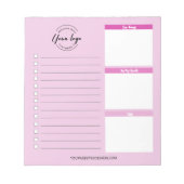 Roze aangepast zakelijk logo website Promotioneel Notitieblok (Voorkant)