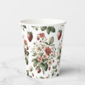 Roze Aangepaste Bes Zoete Aardbei  Papieren Bekers (Achterkant)