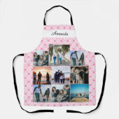 Roze aangepaste fotocollage van de familie met naa schort (Voorkant)