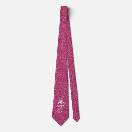 Roze, aangepaste KEEP CALM EN Jouw tekst Stropdas (Voorkant)