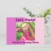  Roze Aangepaste Kinder Foto Meisjes Verjaardagsfe Kaart (Staand voorkant)
