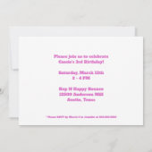  Roze Aangepaste Kinder Foto Meisjes Verjaardagsfe Kaart (Achterkant)