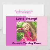  Roze Aangepaste Kinder Foto Meisjes Verjaardagsfe Kaart (Voorkant / Achterkant)