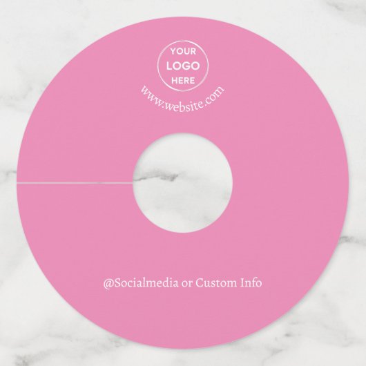 Roze aangepaste Logo Modern minimalistisch bedrijf Wijnglaslabel (Voorkant)