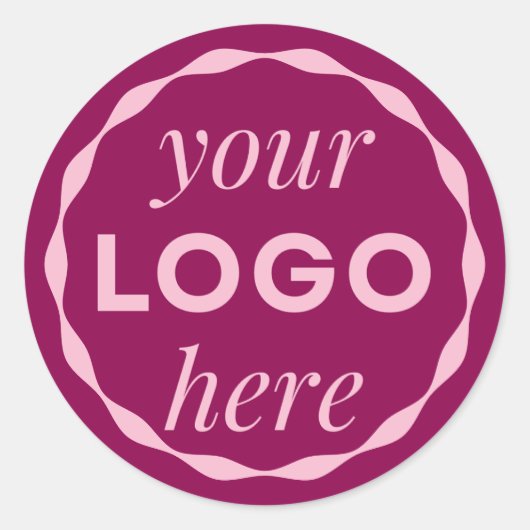 Roze aangepaste minimalistische logo cirkel sticke ronde sticker (Voorkant)