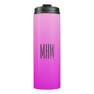 Roze aangepaste monogram gradiënt tumbler thermosbeker