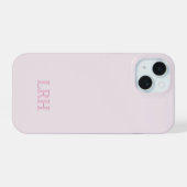 Roze Aangepaste Monogram Moderne Gelaagde Initiale iPhone 15 Hoesje (Achterkant horizontaal)