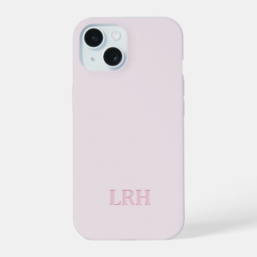 Roze Aangepaste Monogram Moderne Gelaagde Initiale iPhone 15 Hoesje (Achterkant)