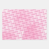 Roze aangepaste naam op maat inpakpapier vel (Voorkant)
