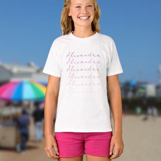Roze aangepaste naam t-shirt
