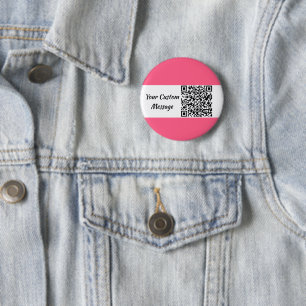 Roze aangepaste QR-code rendy Ronde Button 5,7 Cm