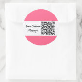 Roze Aangepaste QR-code Trendy Ronde Sticker (Tas)