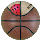 Roze aangepaste teamnaam nummer houten vloer basketbal (Rechts)