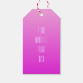 Roze aangepaste tekstcadeaulabels voor verloop cadeaulabel (Voorkant)