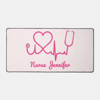 Roze aangepaste verpleegster Stethoscoop Heart Lif Bureaumat