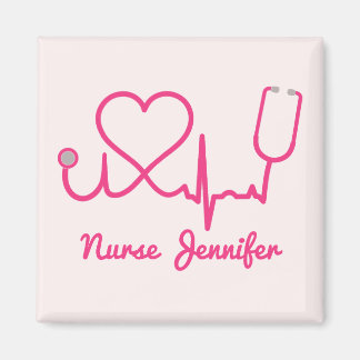 Roze aangepaste verpleegster Stethoscoop Heart Lif Magneet