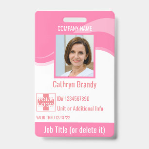 Roze aangepaste werknemersbeveiligings-ID, logo, s Badge