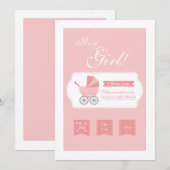 Roze aankondiging van het vervoer van Baby (Voorkant / Achterkant)