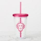 Roze aap acryltrommel acryl drinkbeker (Voorkant)