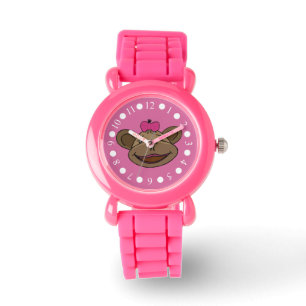 Roze Aap Meisjes Glitter Horloge