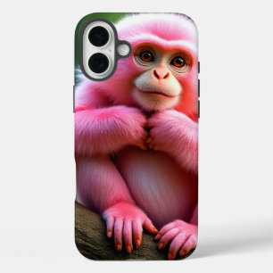 Roze aap telefoonhoesje iPhone 16 plus hoesje