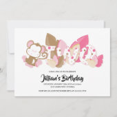 Roze aap tweede uitnodiging van de tweede verjaard (Voorkant)